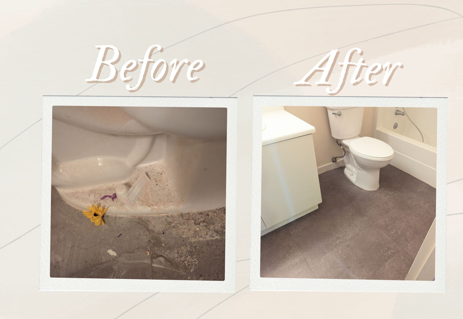 Before and after commercial restroom floor cleaning