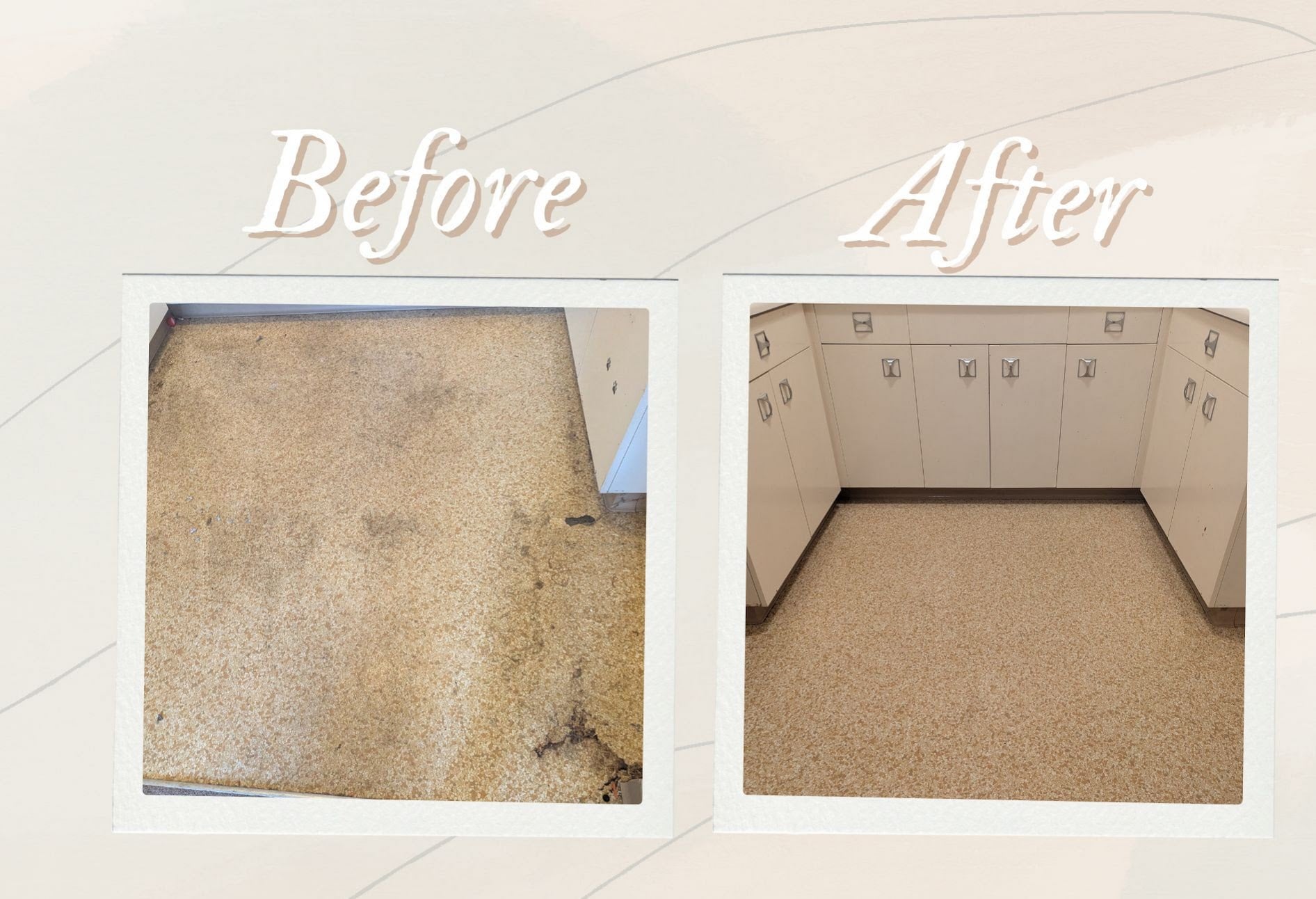 Before and after commercial kitchen floor cleaning